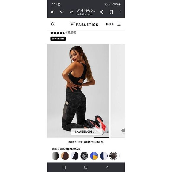 New Small Fabletics Charcoal Camo On The Go High Waist PowerHold Legging… - Picture 4 of 8